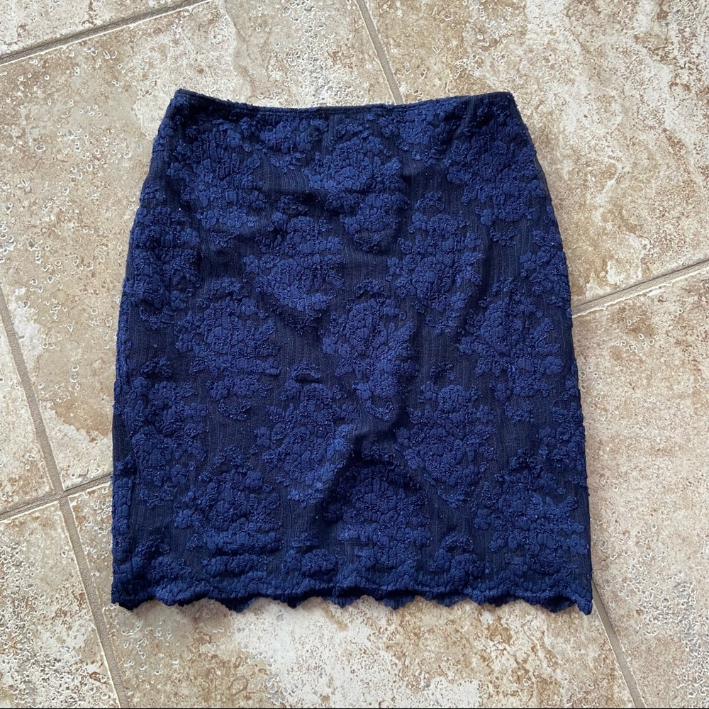 90s Cache Lace Navy Skirt